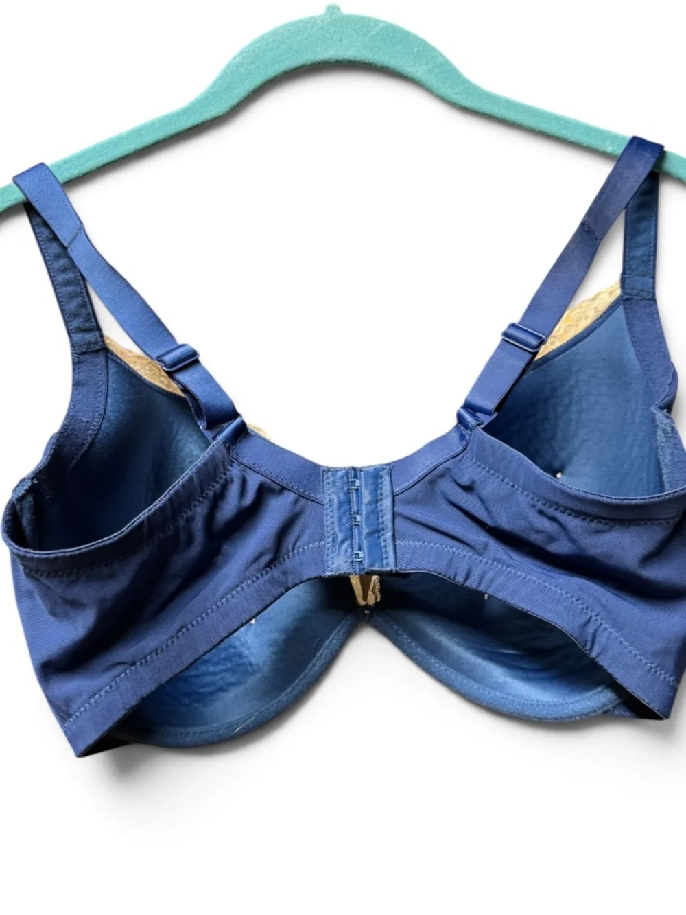Honey B 36G Blue Lace Underwire Plunge Bra Padded Shoulder Straps
